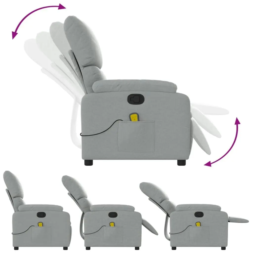 Massage Recliner Chair Light Grey Fabric 373422