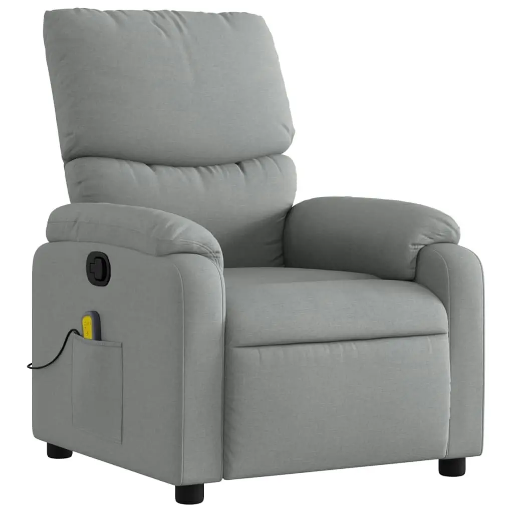 Massage Recliner Chair Light Grey Fabric 373422