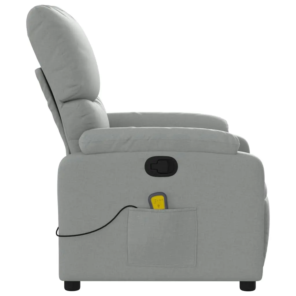 Massage Recliner Chair Light Grey Fabric 373422