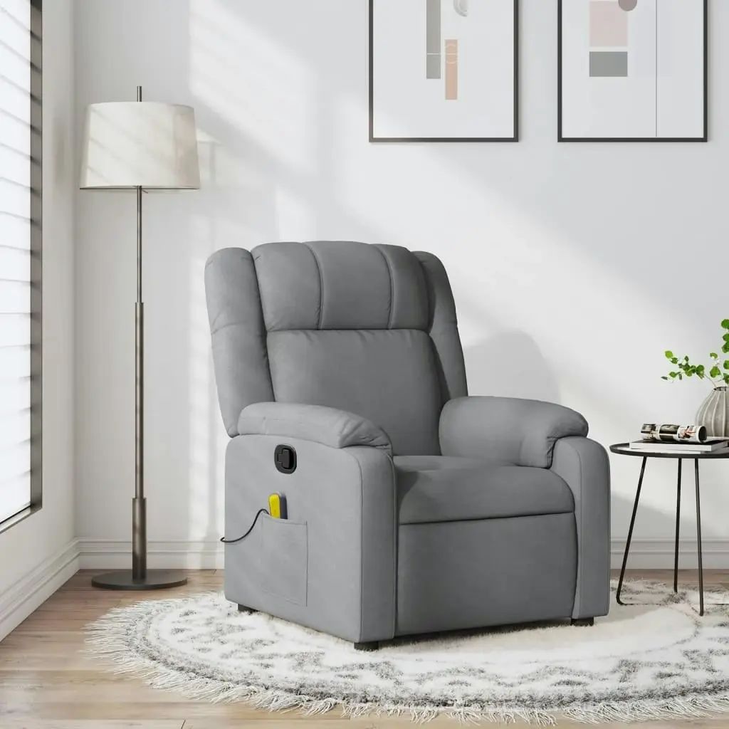 Massage Recliner Chair Light Grey Fabric 373548