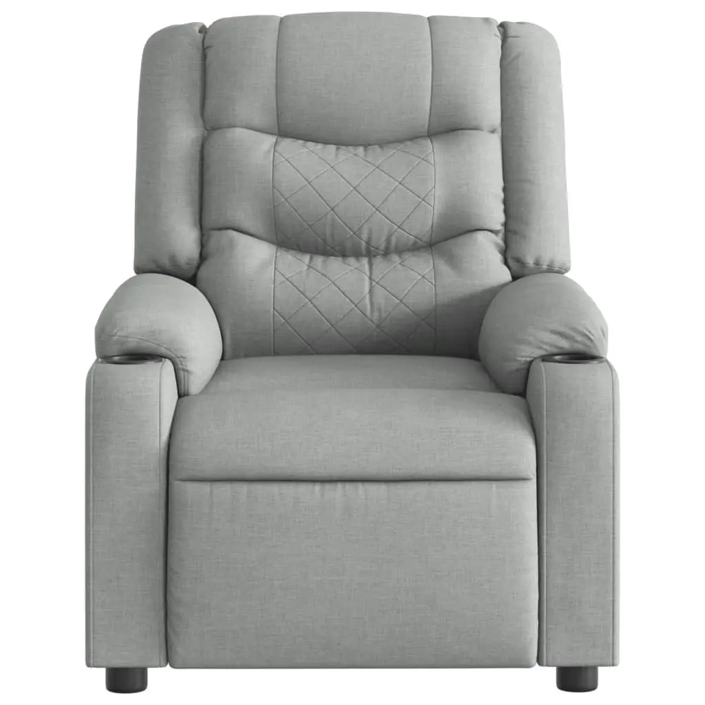 Massage Recliner Chair Light Grey Fabric 374130