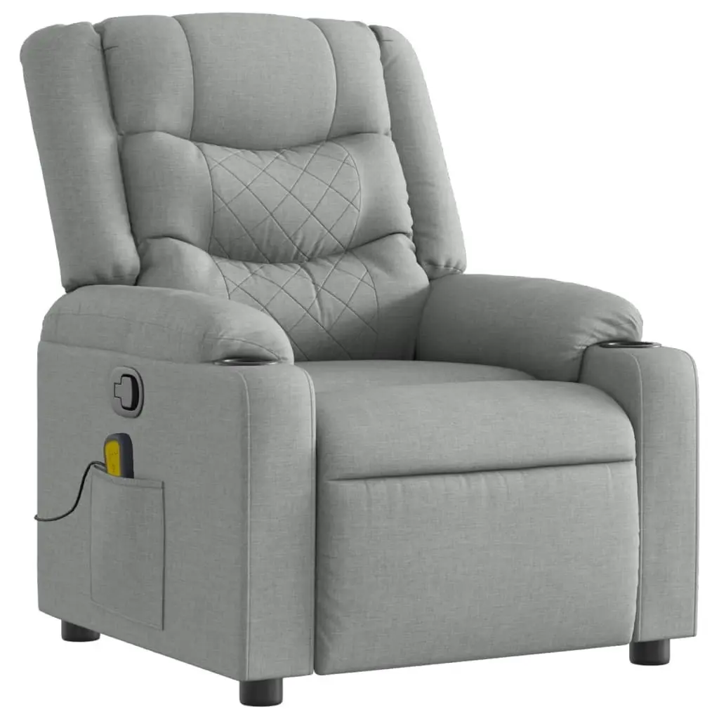 Massage Recliner Chair Light Grey Fabric 374130