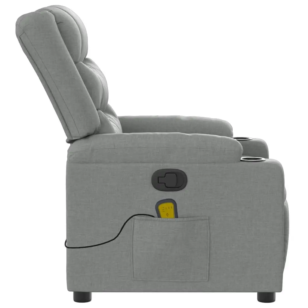 Massage Recliner Chair Light Grey Fabric 374130