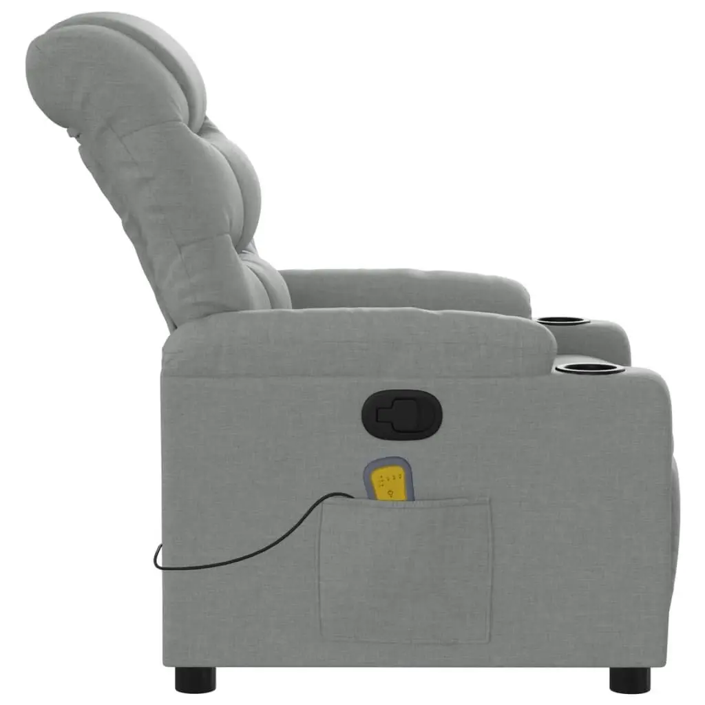 Massage Recliner Chair Light Grey Fabric 374156