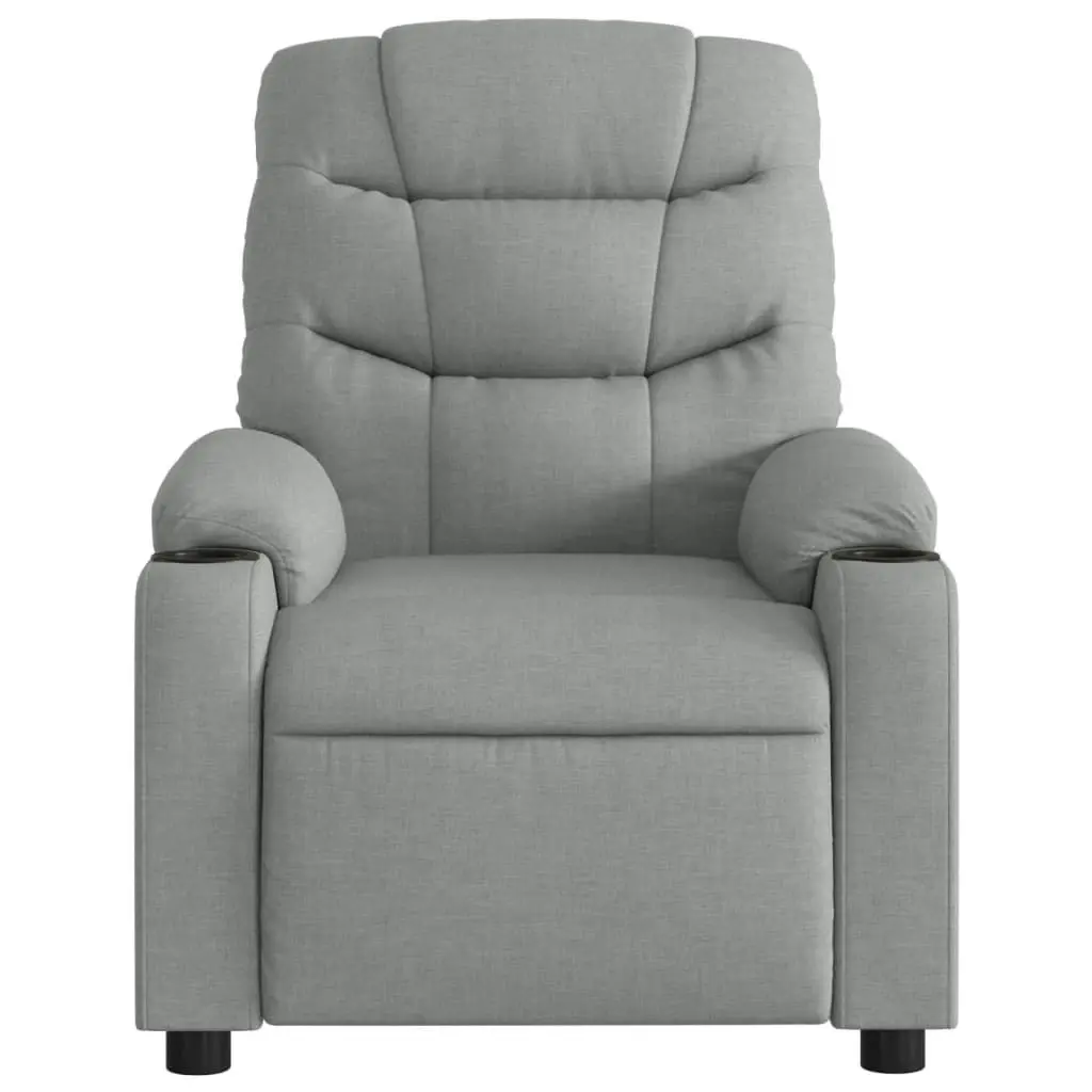 Massage Recliner Chair Light Grey Fabric 374156