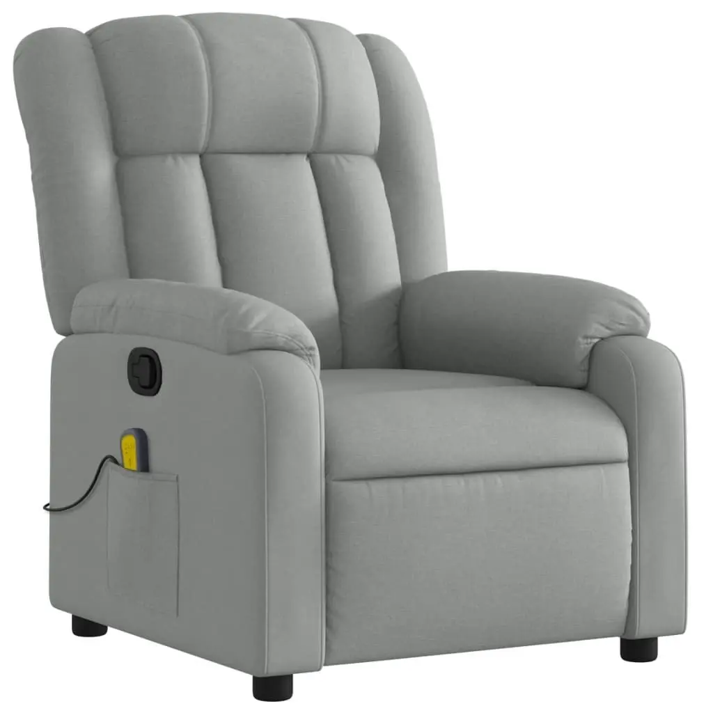 Massage Recliner Chair Light Grey Fabric 373586