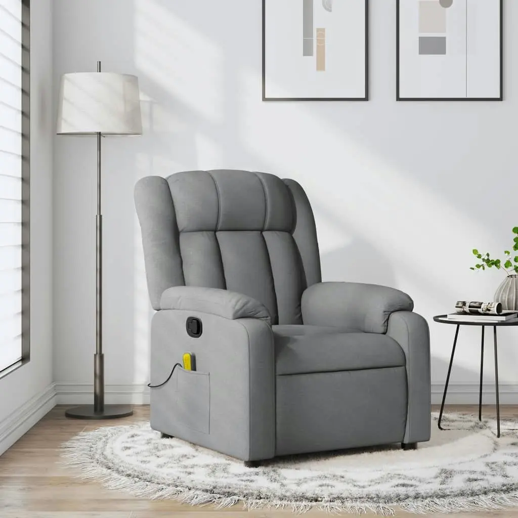 Massage Recliner Chair Light Grey Fabric 373586