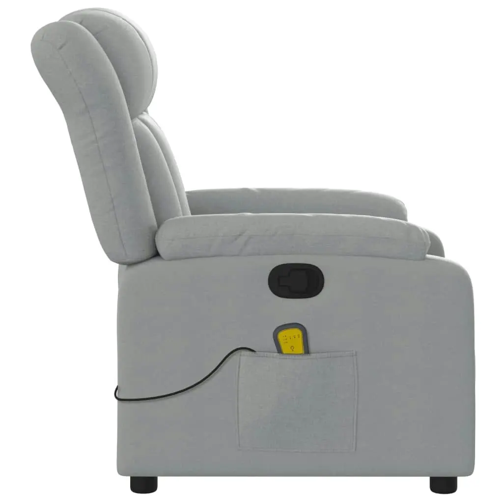 Massage Recliner Chair Light Grey Fabric 373586