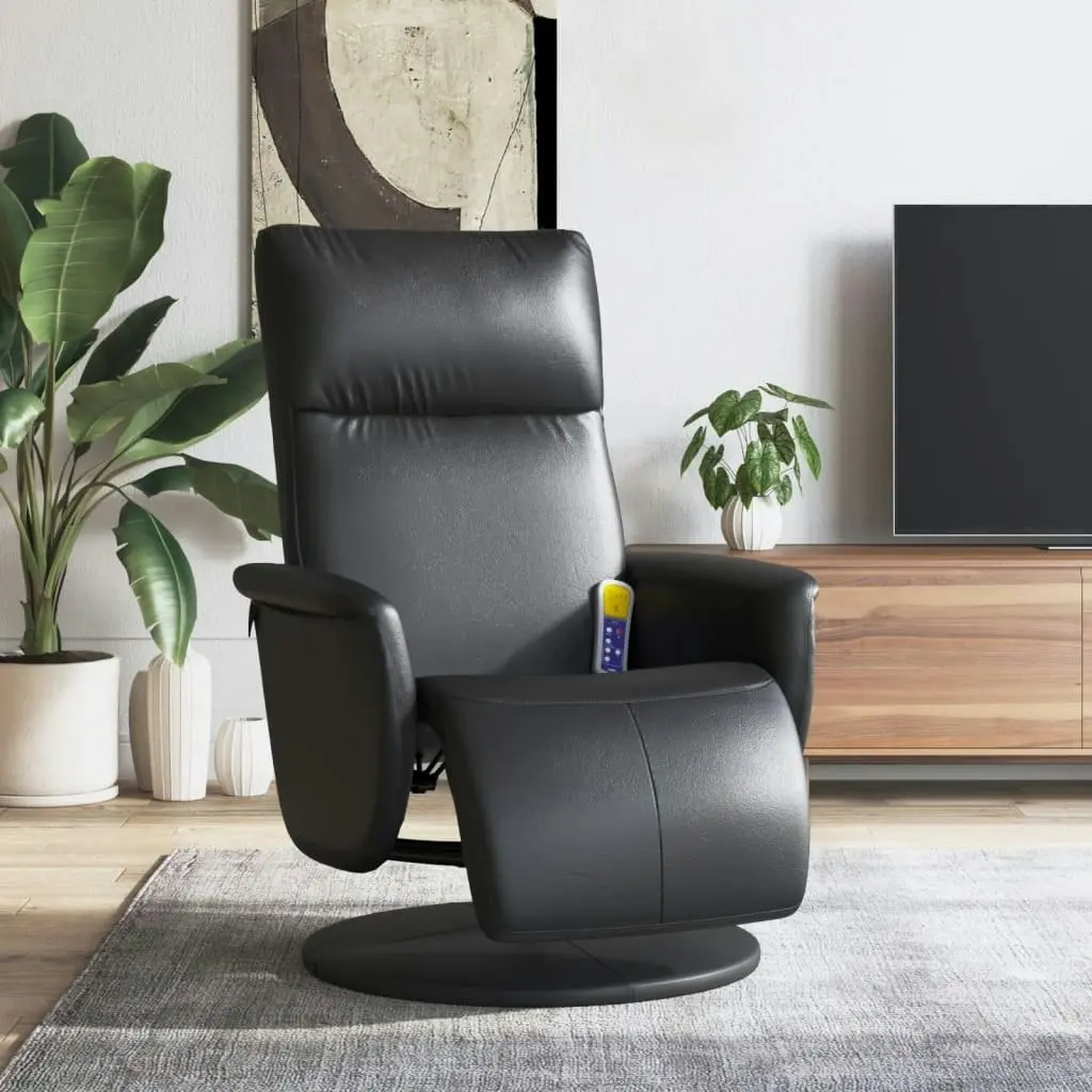 Massage Recliner Chair with Footrest Black Faux Leather 356557