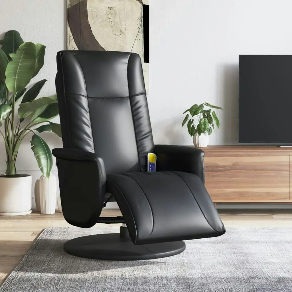 Massage Recliner Chair with Footrest Black Faux Leather 356517