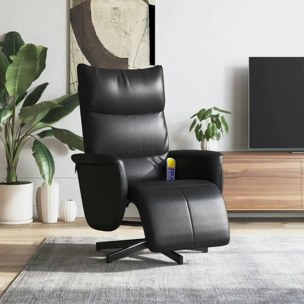 Massage Recliner Chair with Footrest Black Faux Leather 356597