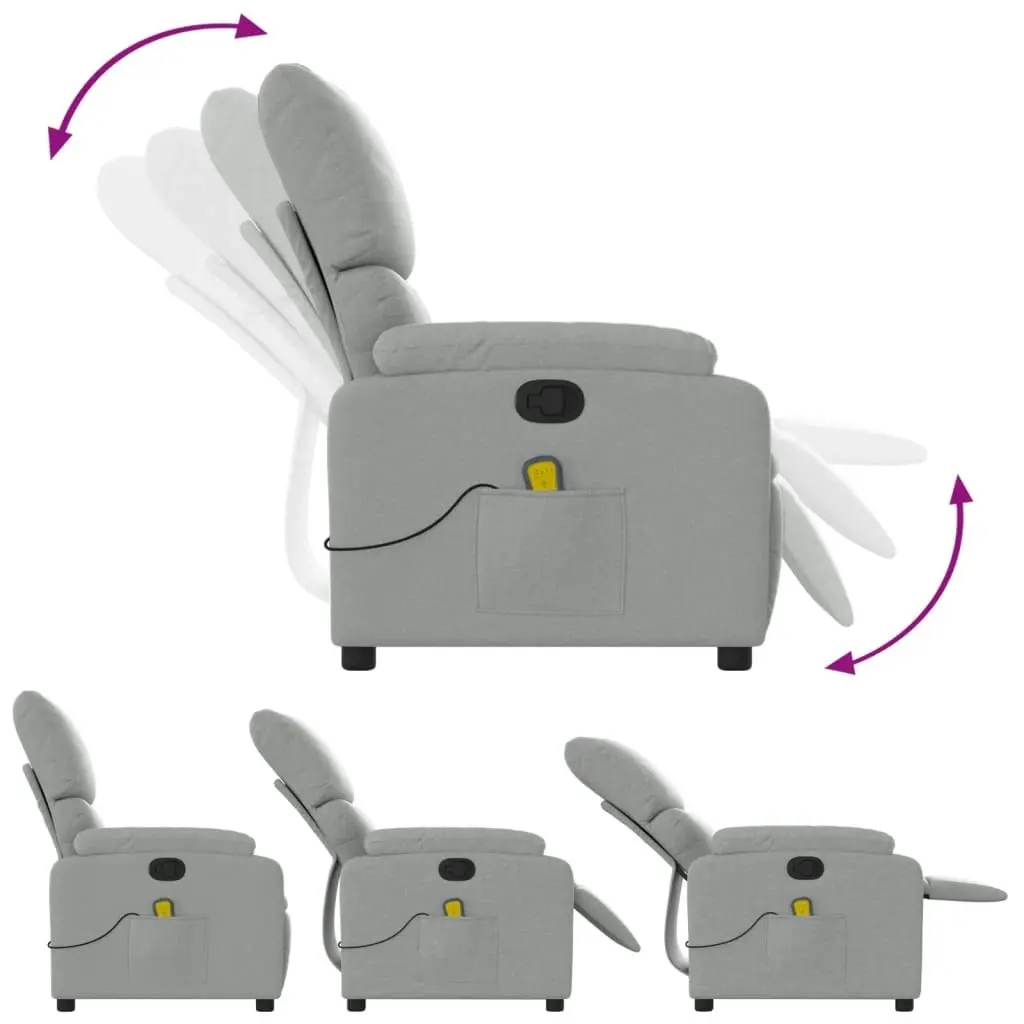 Massage Recliner Chair Light Grey Fabric 3205684