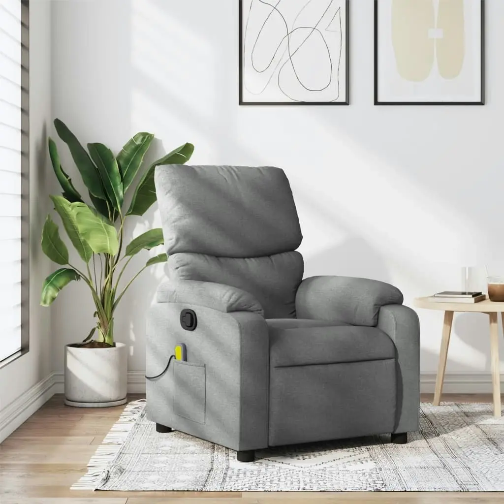 Massage Recliner Chair Light Grey Fabric 3205684