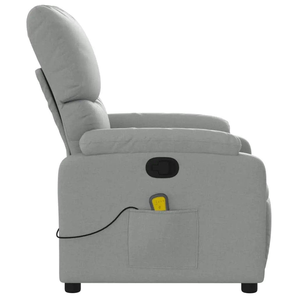 Massage Recliner Chair Light Grey Fabric 3205684