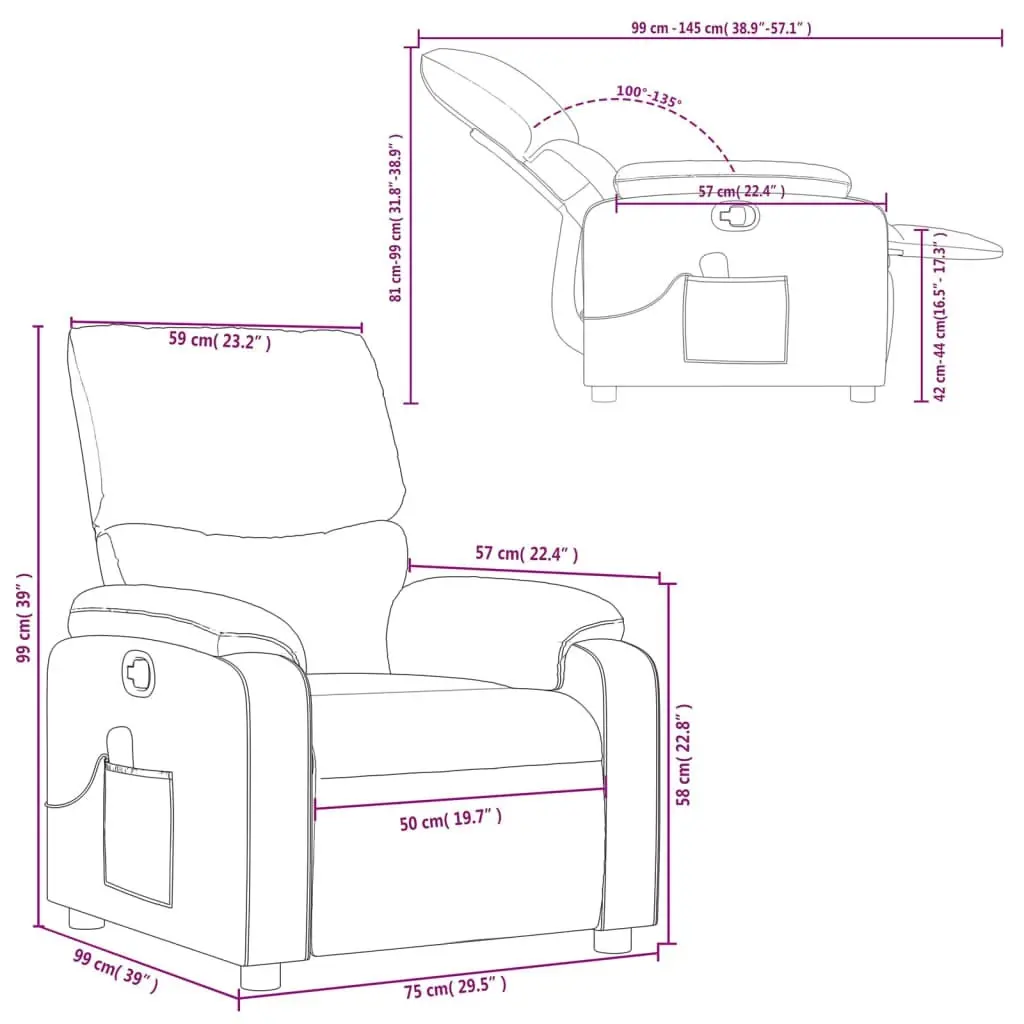 Massage Recliner Chair Light Grey Fabric 3205684