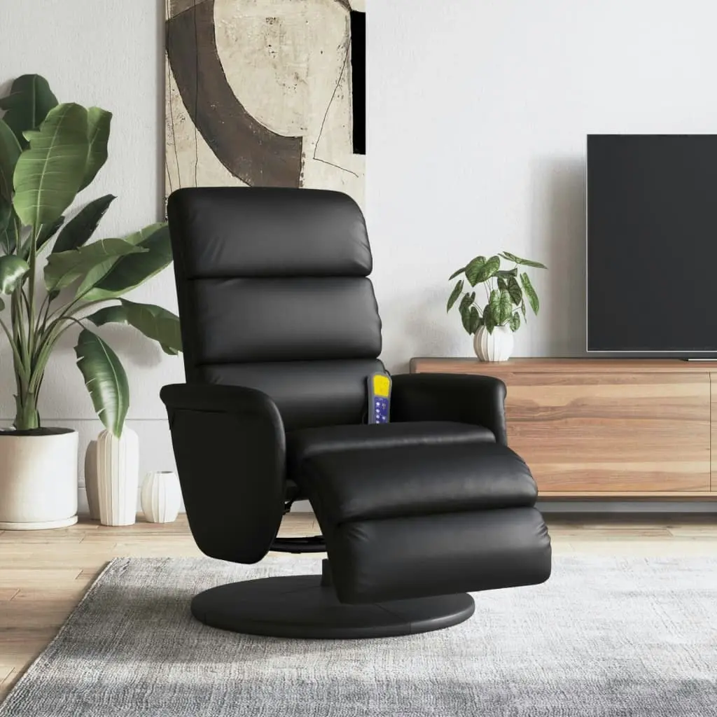 Massage Recliner Chair with Footrest Black Faux Leather 356724