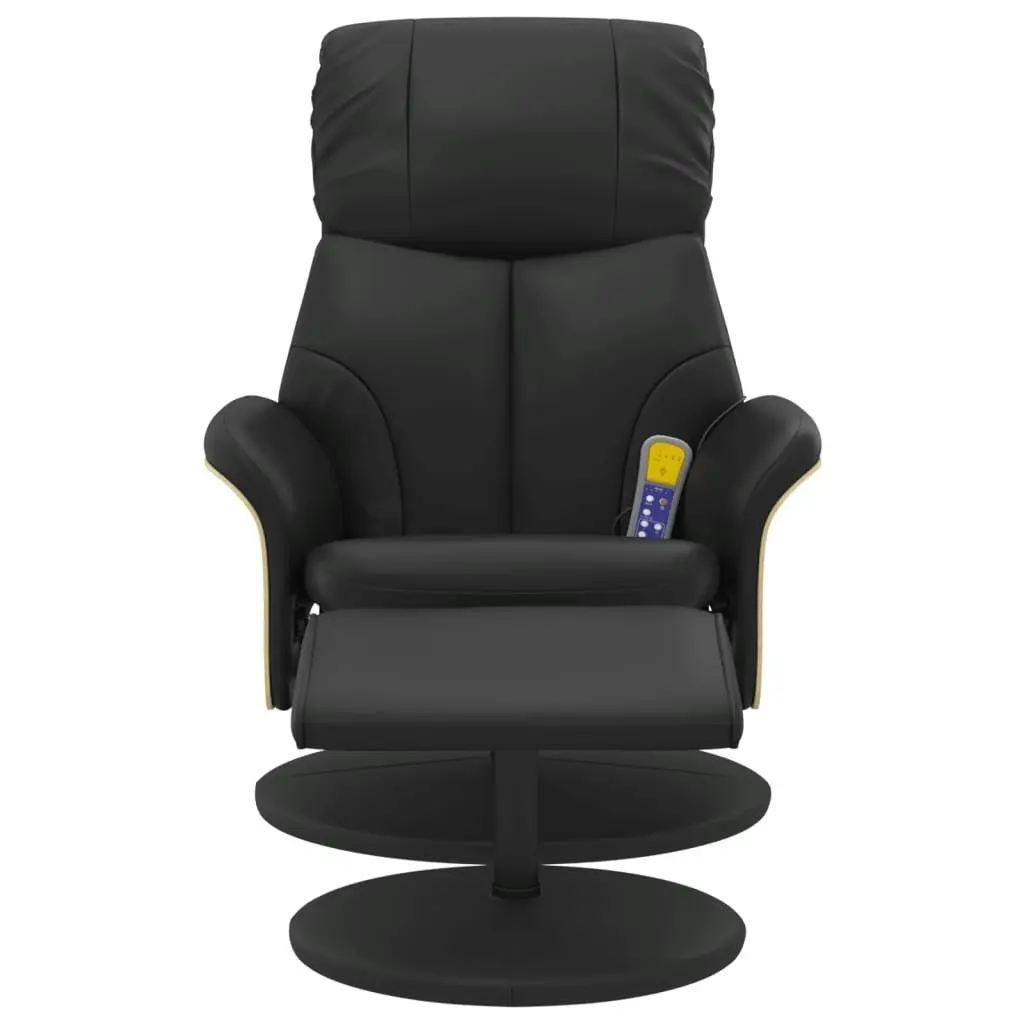 Massage Recliner Chair with Footstool Black Faux Leather 356640