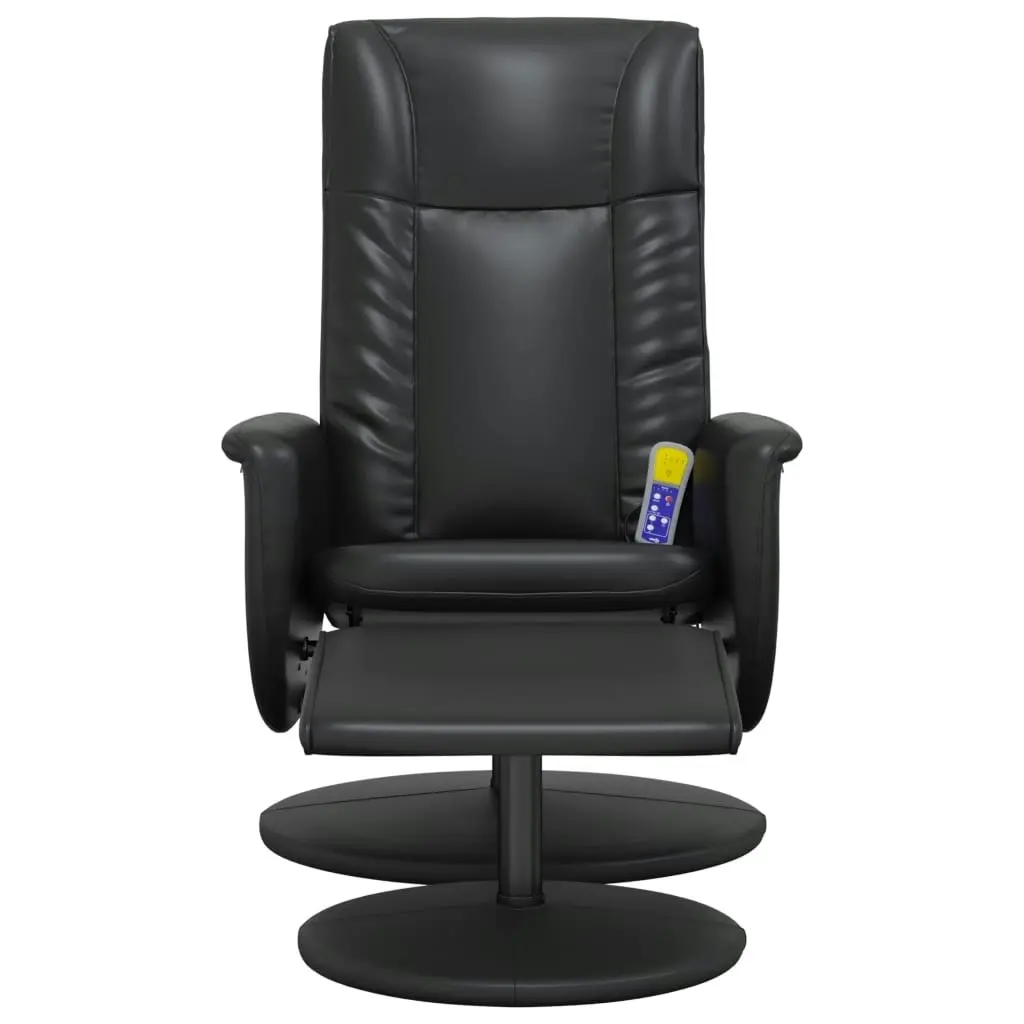 Massage Recliner Chair with Footstool Black Faux Leather 356520