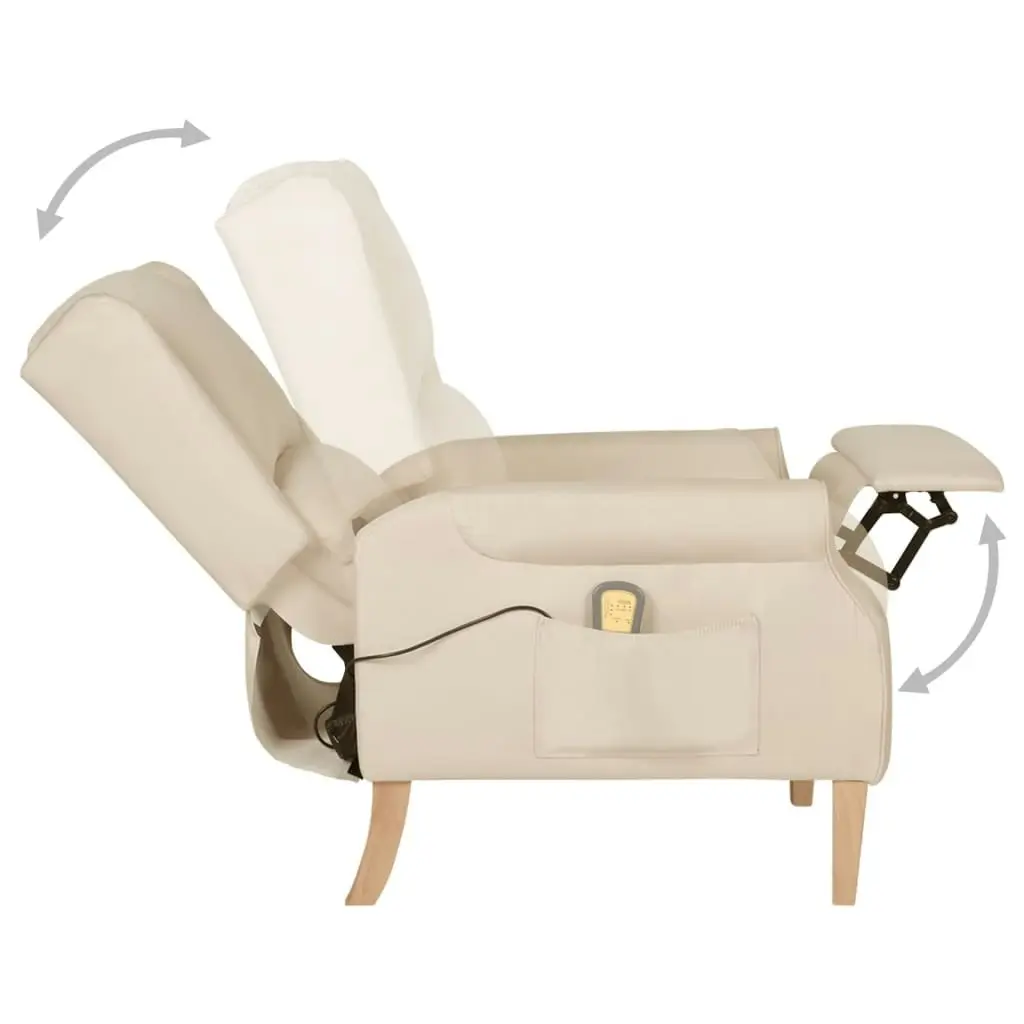 Massage Reclining Chair Cream Fabric 329277