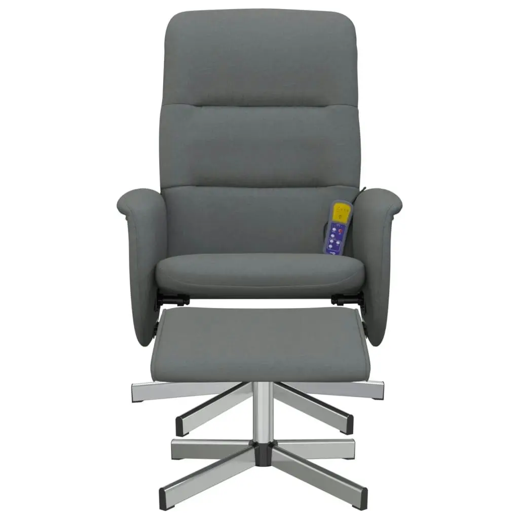 Massage Recliner Chair with Footstool Dark Grey Fabric 356583