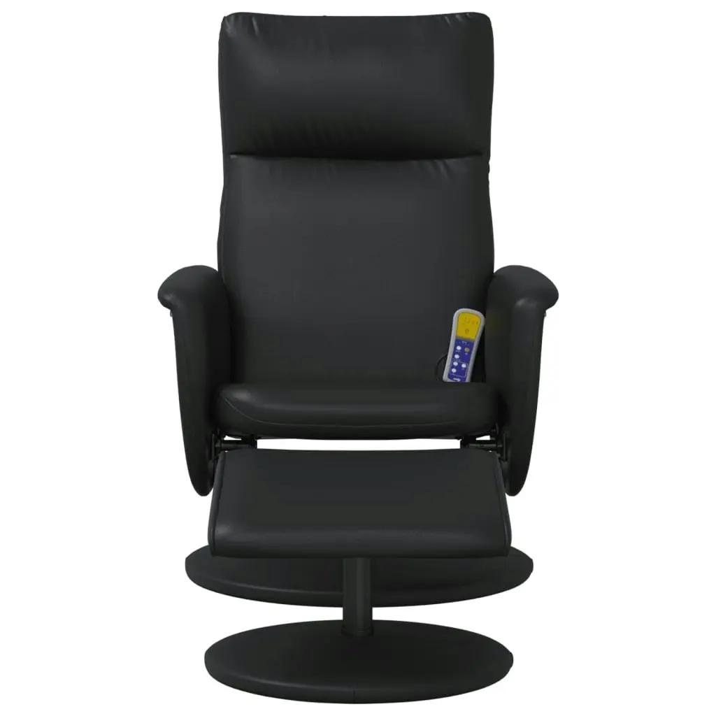 Massage Recliner Chair with Footstool Black Faux Leather 356560