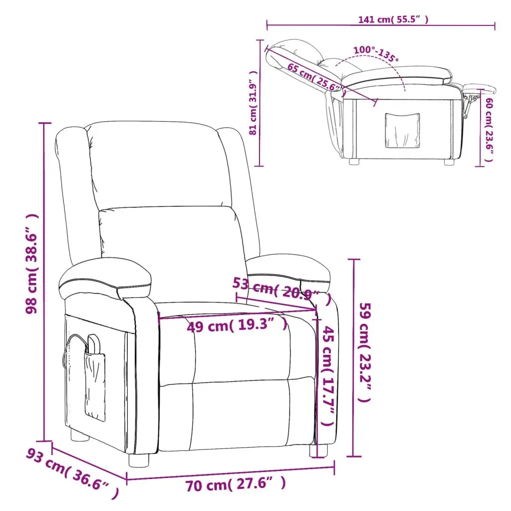 Massage Chair Cream Faux Leather 344182