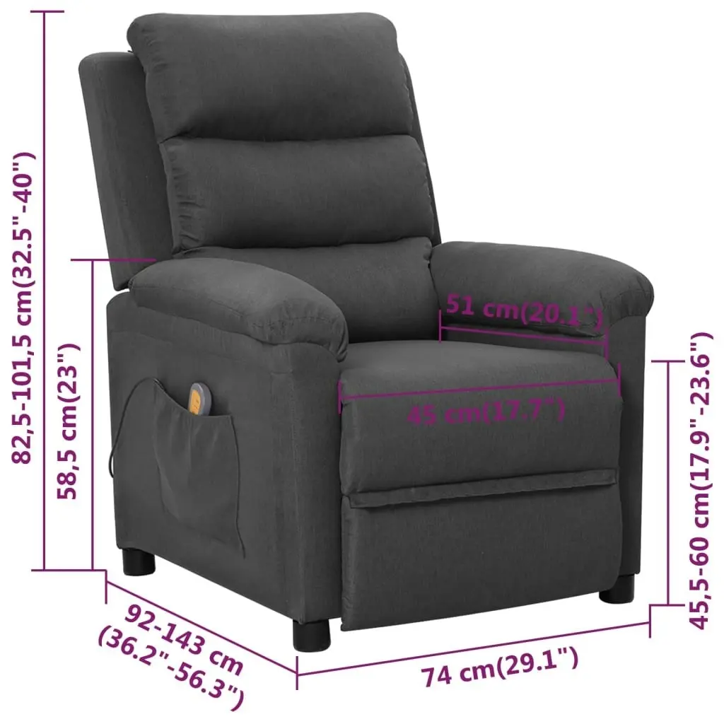 Massage Chair Dark Grey Fabric 342352