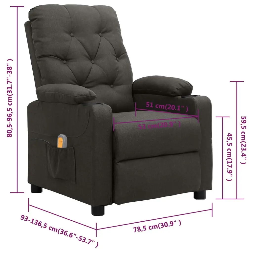 Massage Chair Dark Grey Fabric 339113