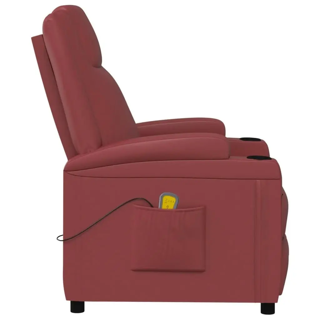 Massage Chair Wine Red Faux Leather 342716