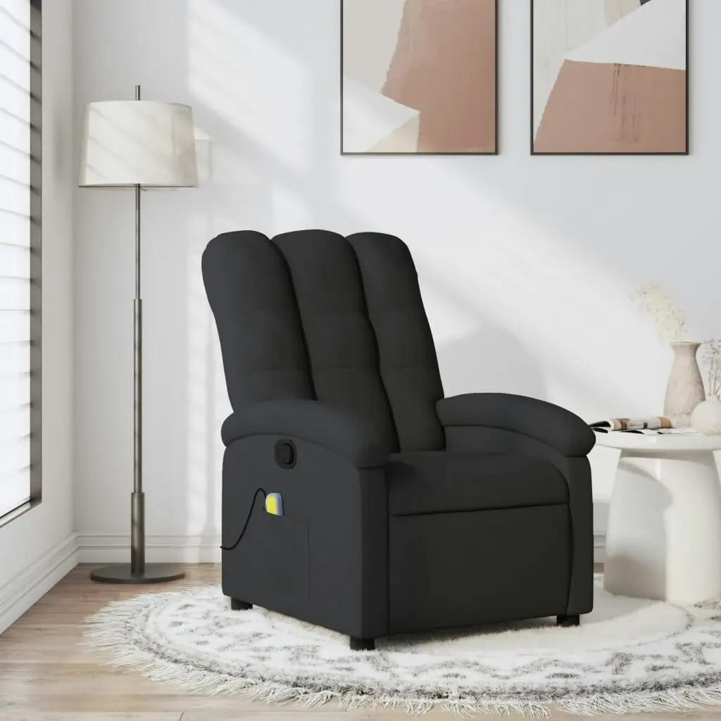 Massage Recliner Chair Black Fabric 3205386