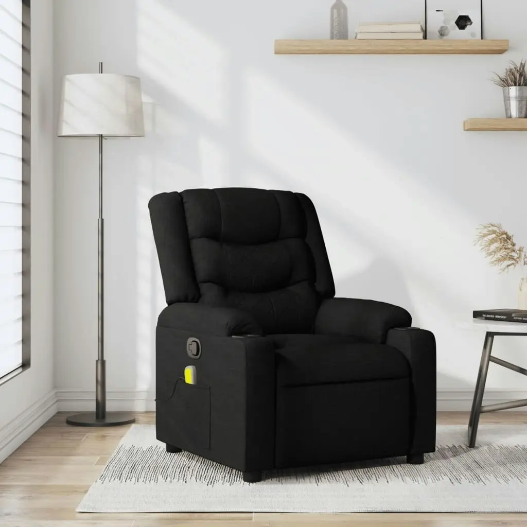 Massage Recliner Chair Black Fabric 3206837