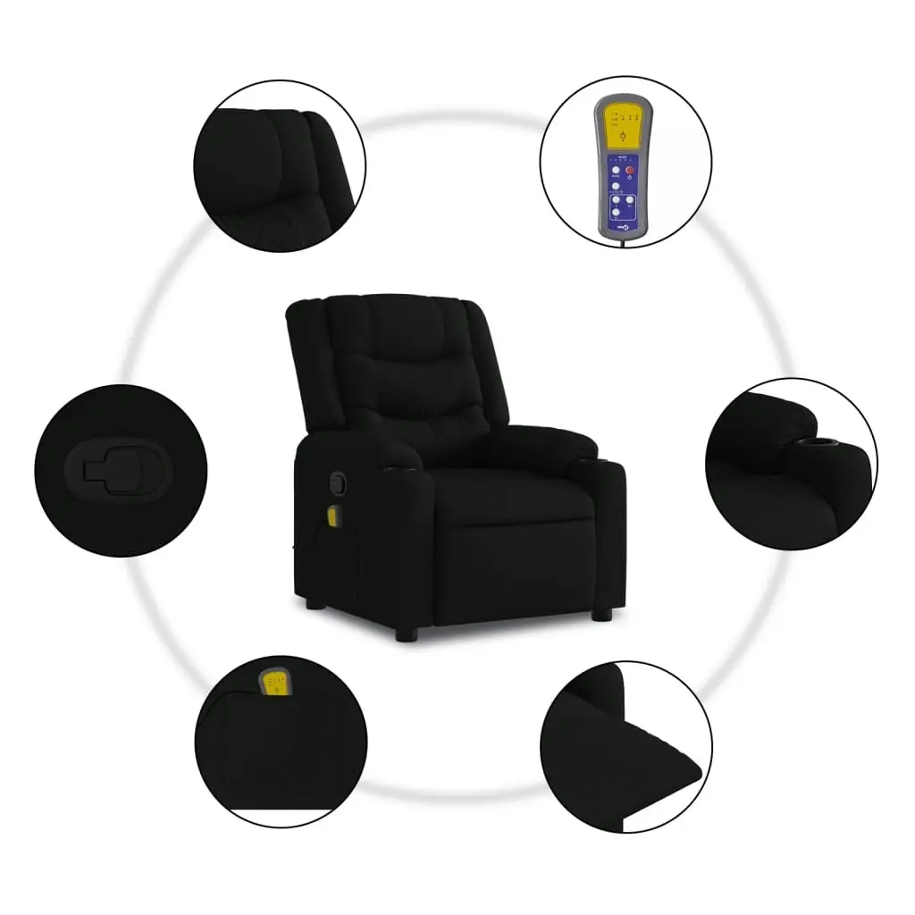 Massage Recliner Chair Black Fabric 3206837