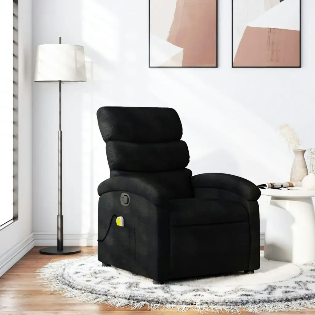 Massage Recliner Chair Black Fabric 371703