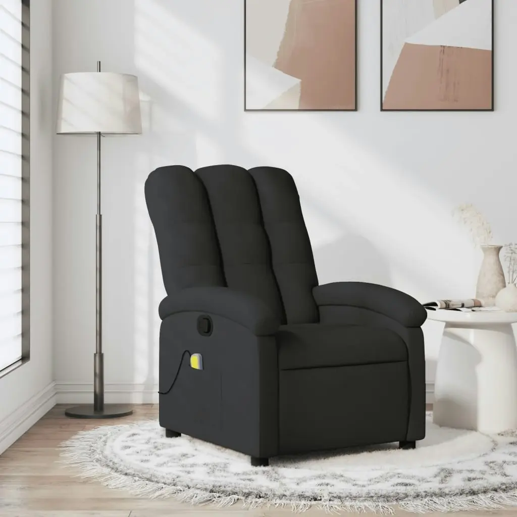 Massage Recliner Chair Black Fabric 371741