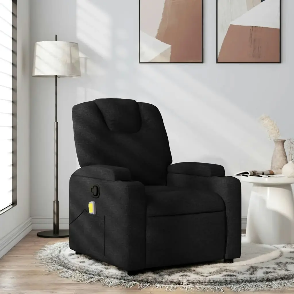 Massage Recliner Chair Black Fabric 372379