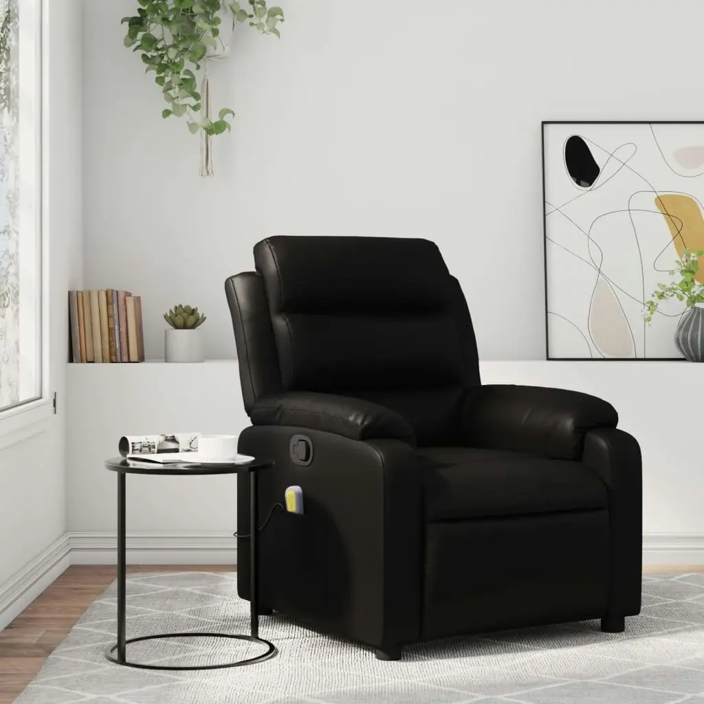 Massage Recliner Chair Black Faux Leather 3205744