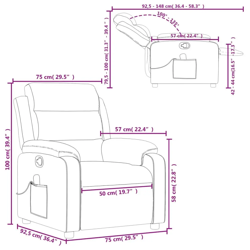 Massage Recliner Chair Black Faux Leather 3205744