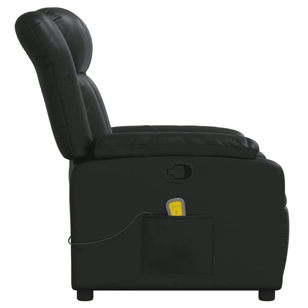 Massage Recliner Chair Black Faux Leather 373567