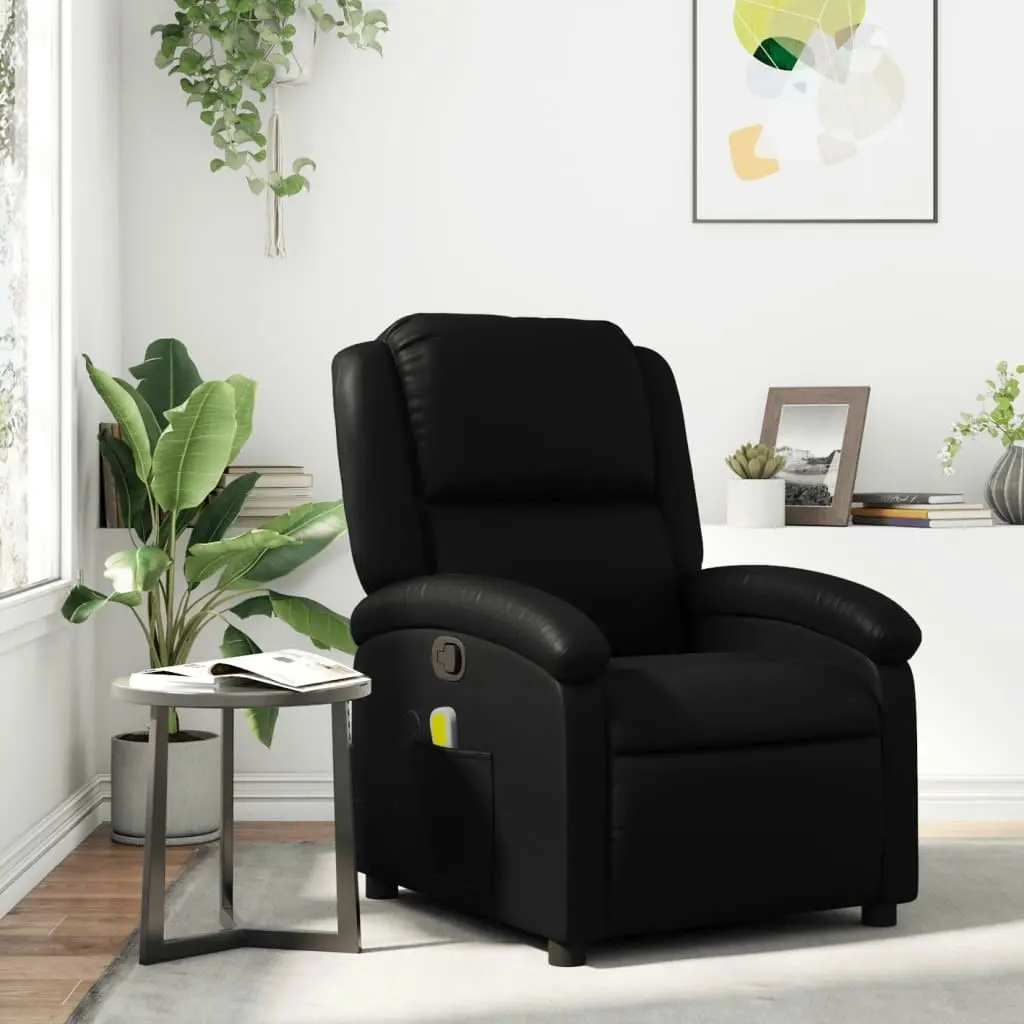 Massage Recliner Chair Black Faux Leather 3205447