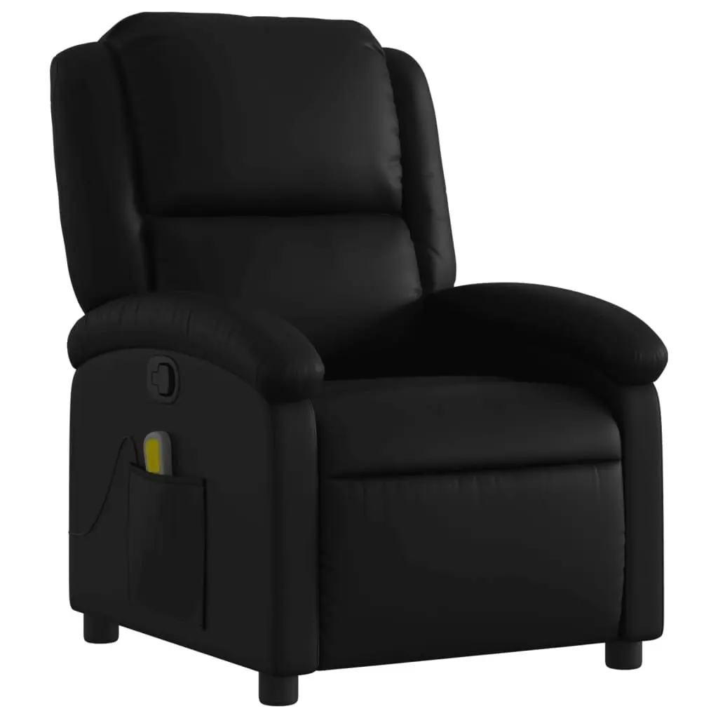 Massage Recliner Chair Black Faux Leather 3205447