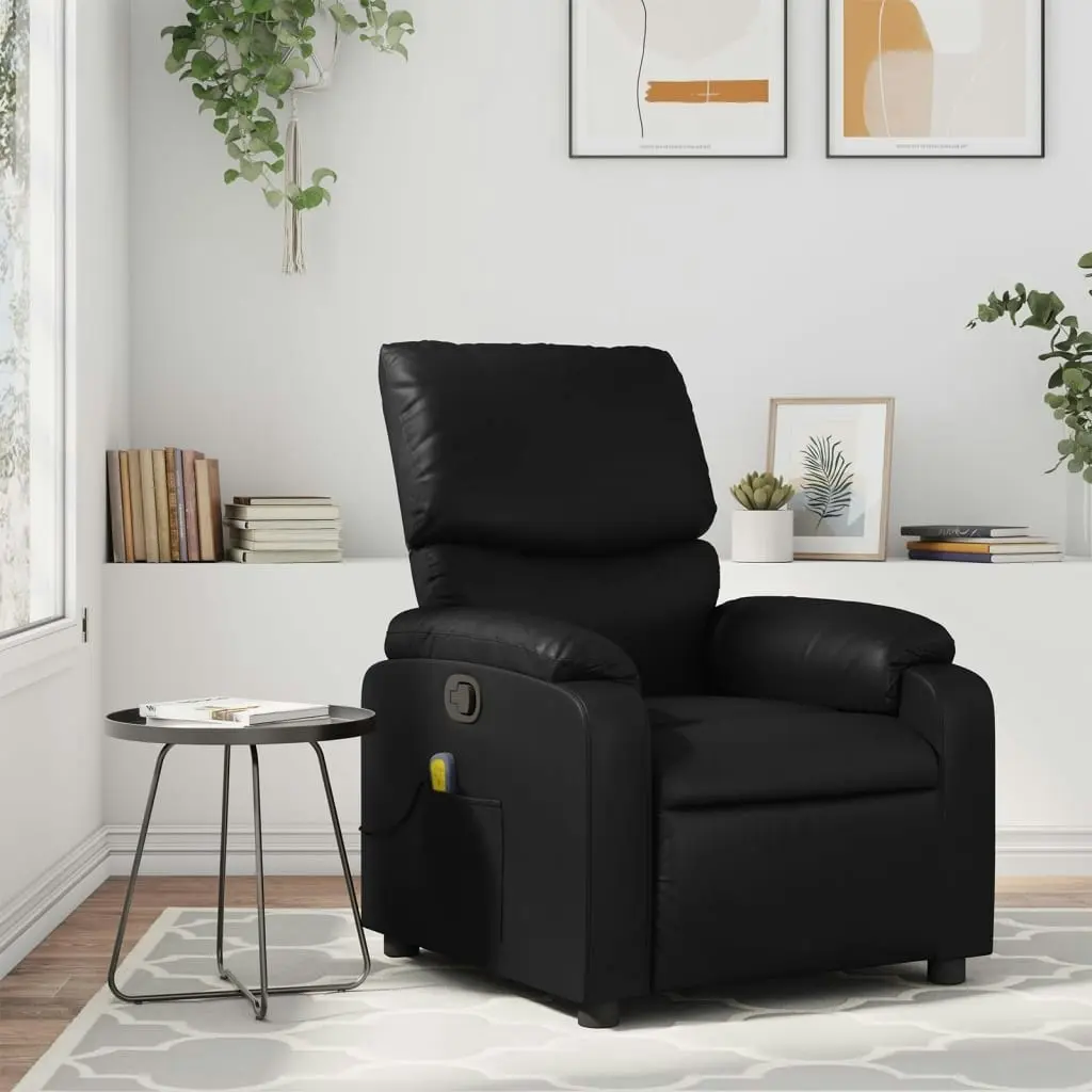 Massage Recliner Chair Black Faux Leather 3206116