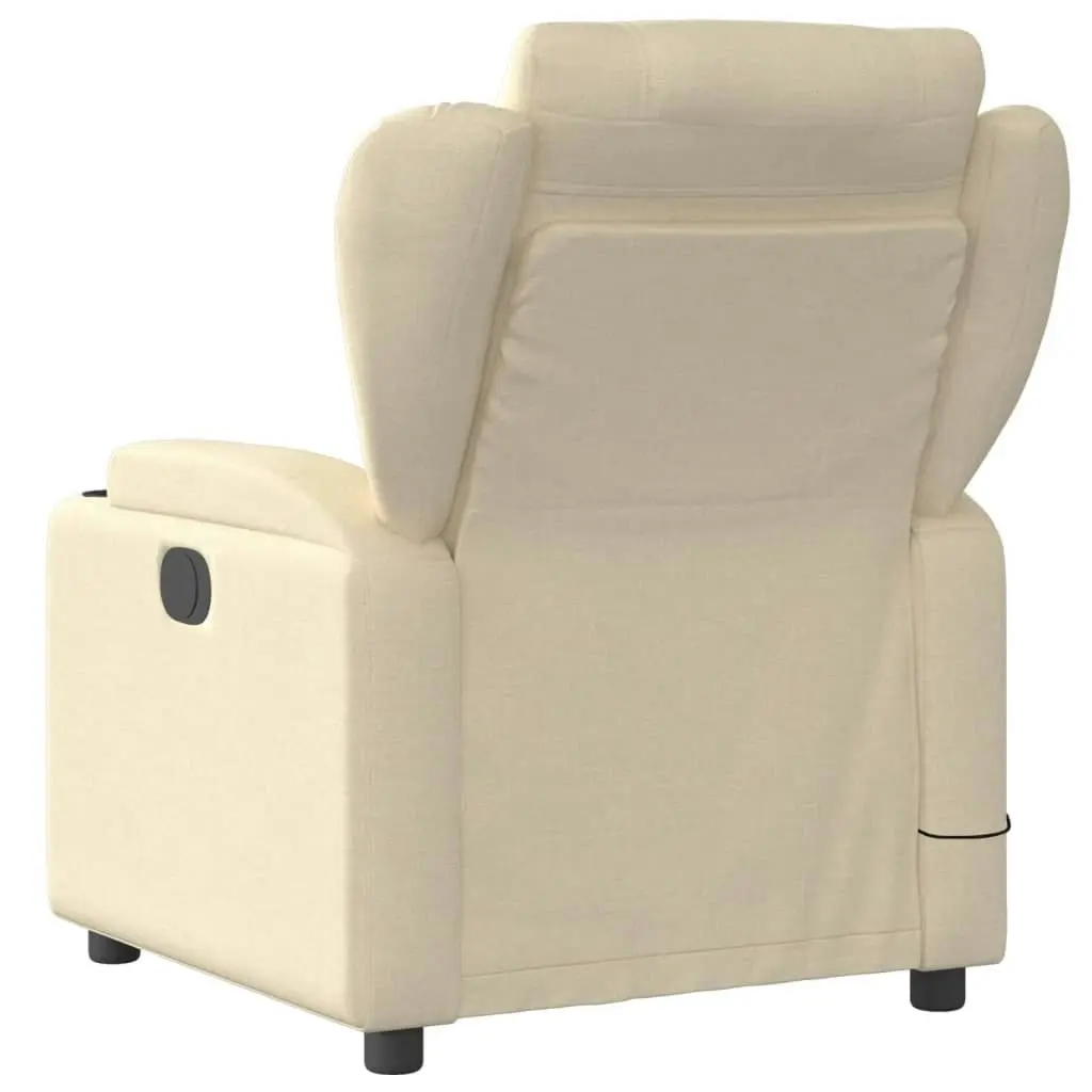 Massage Recliner Chair Cream Fabric 3205571