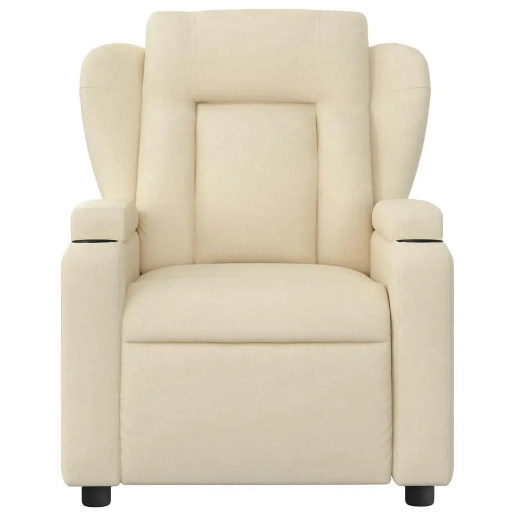 Massage Recliner Chair Cream Fabric 3205571