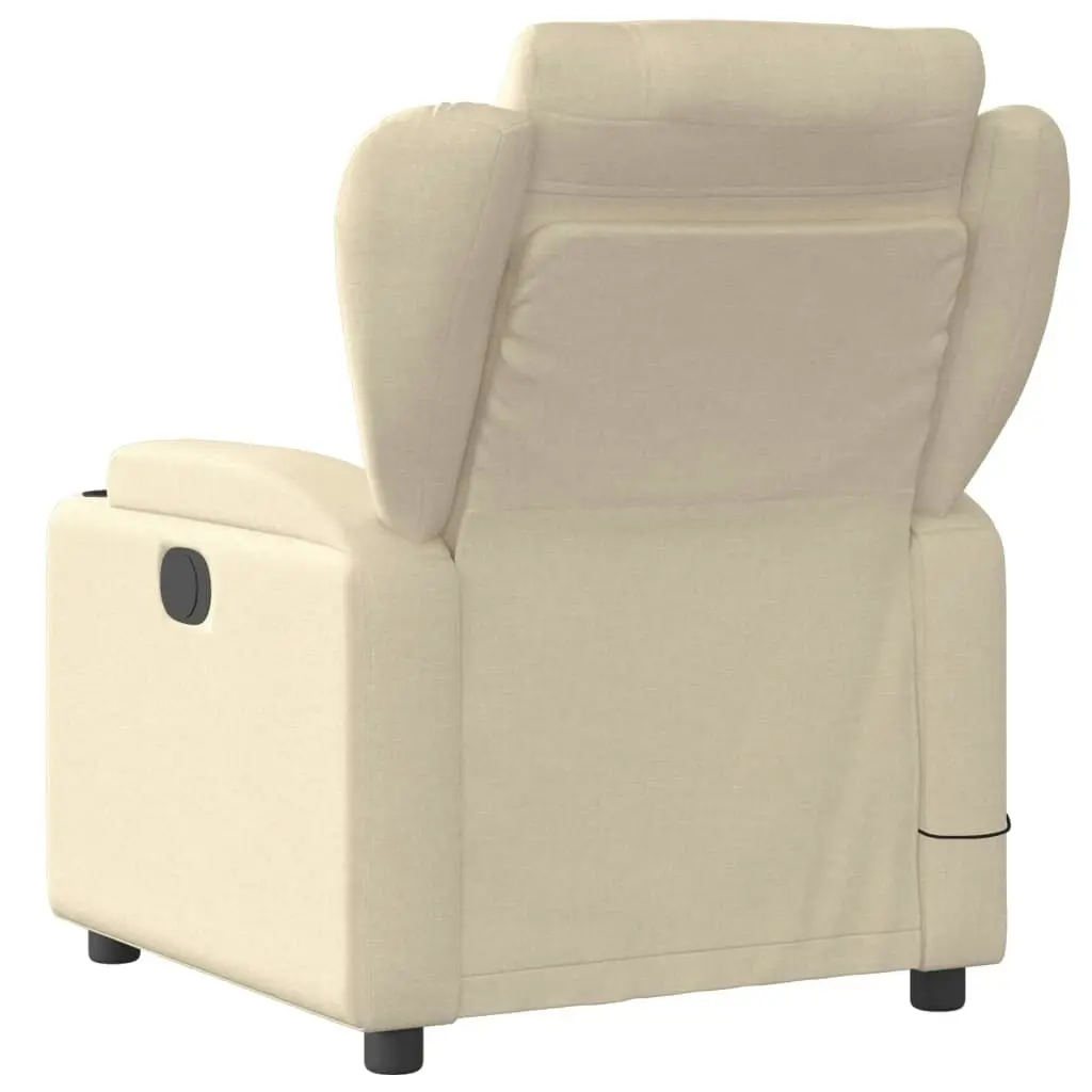 Massage Recliner Chair Cream Fabric 372424