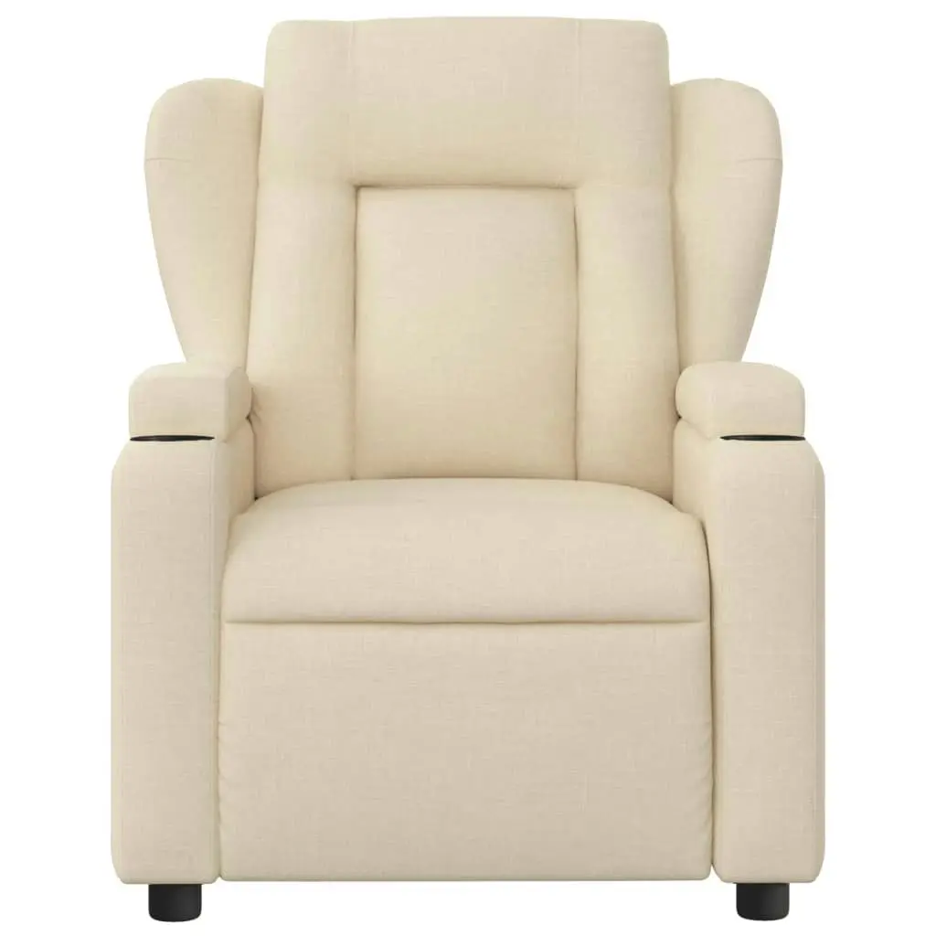 Massage Recliner Chair Cream Fabric 372424