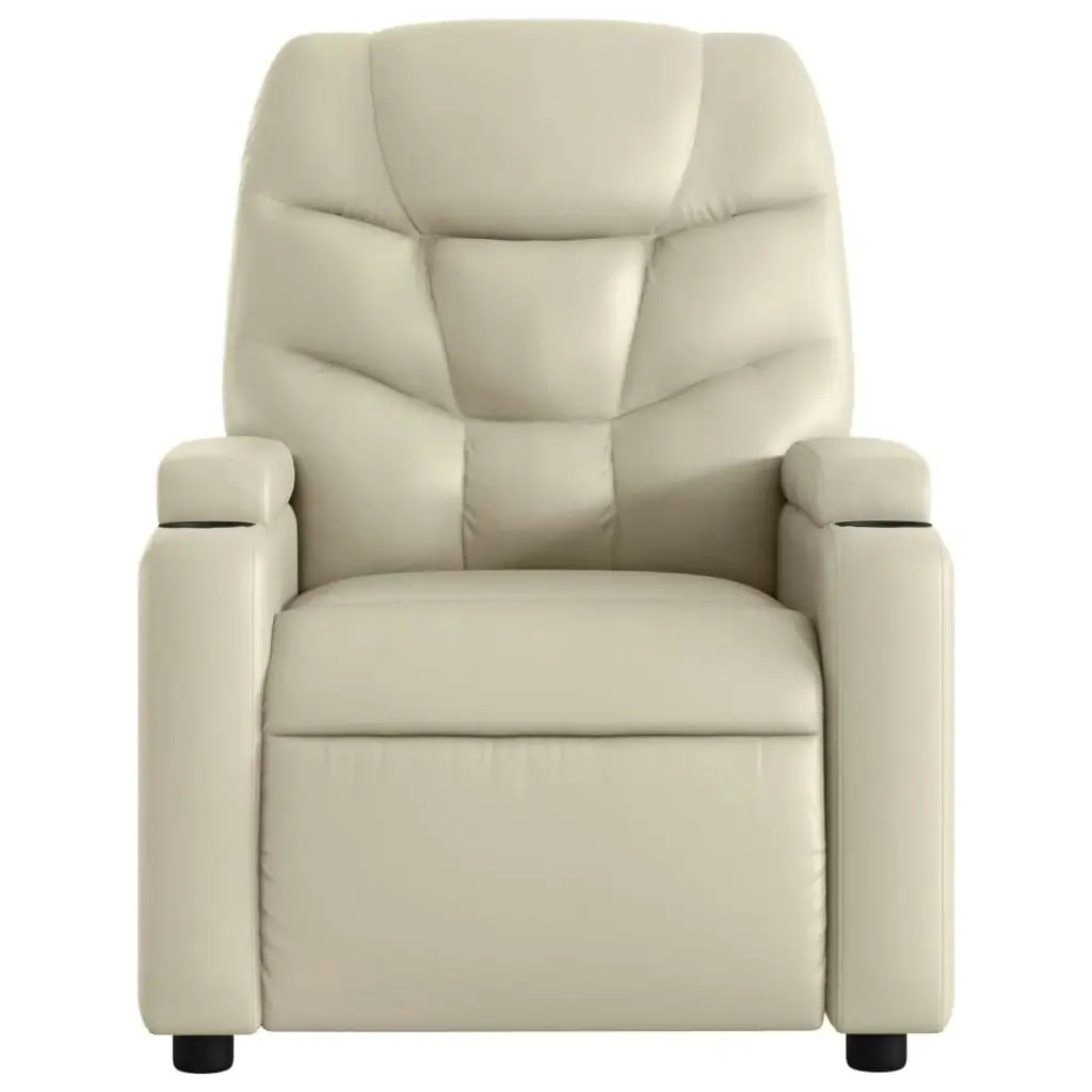 Massage Recliner Chair Cream Faux Leather 372473