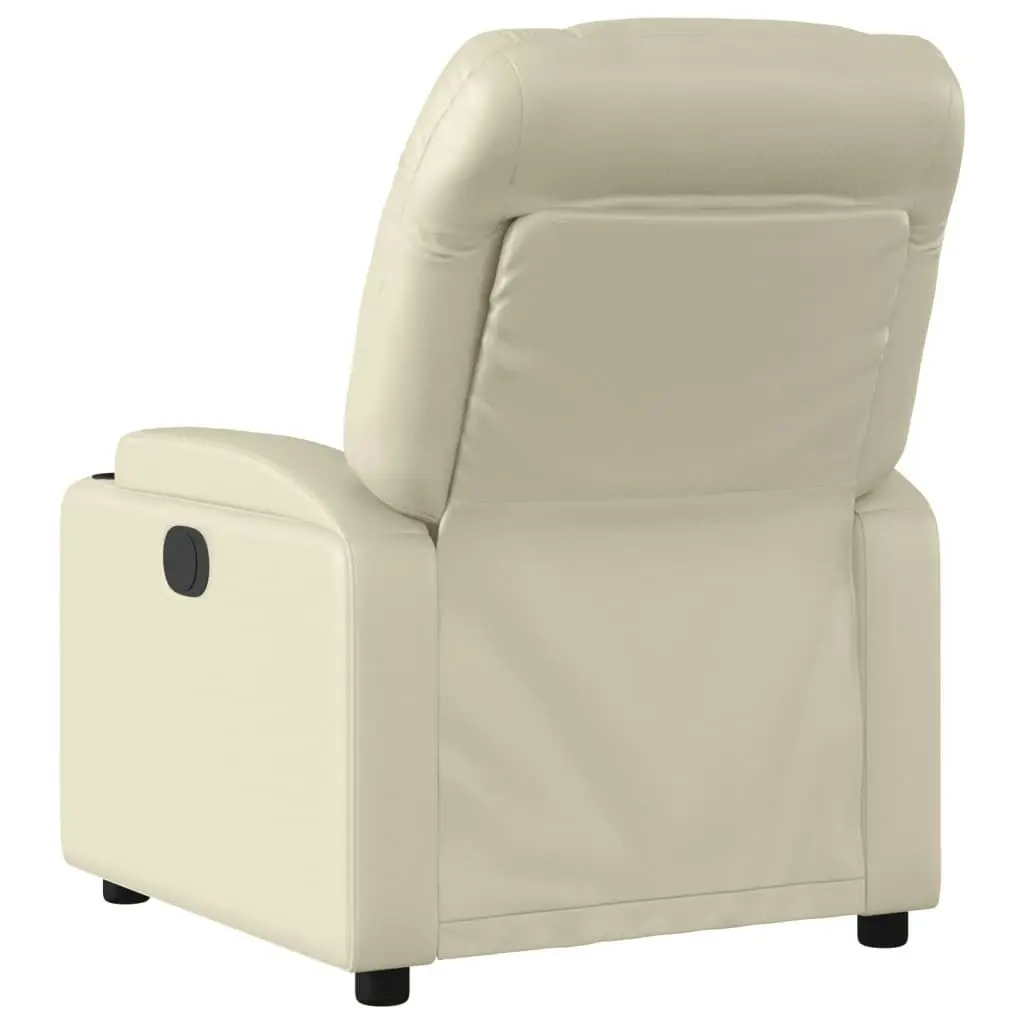 Massage Recliner Chair Cream Faux Leather 372473