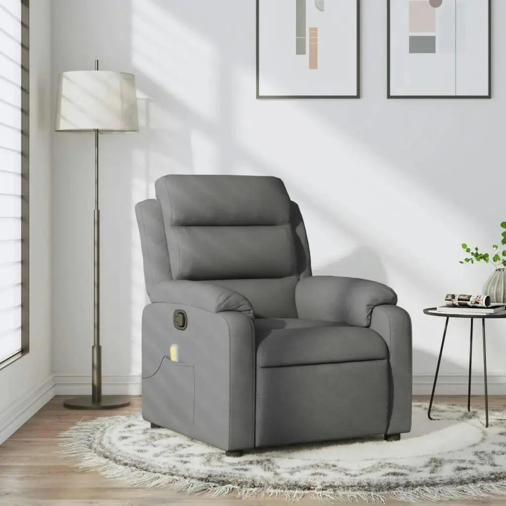 Massage Recliner Chair Dark Grey Fabric 3205724