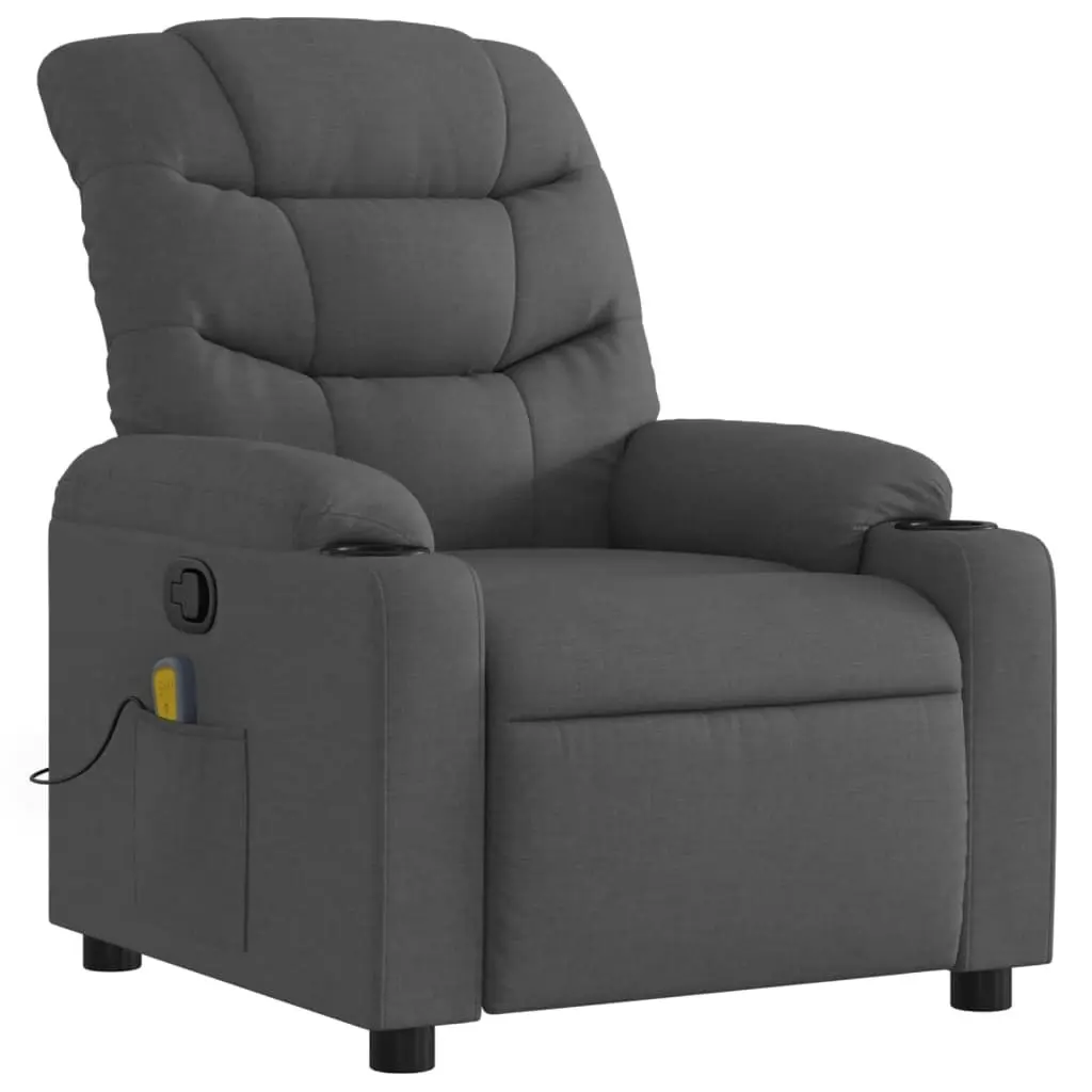 Massage Recliner Chair Dark Grey Fabric 3206852