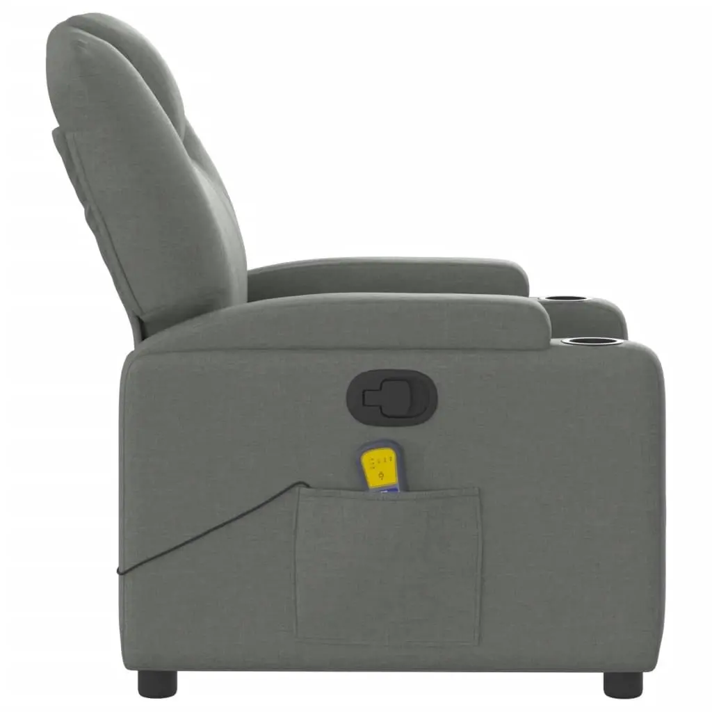 Massage Recliner Chair Dark Grey Fabric 372378